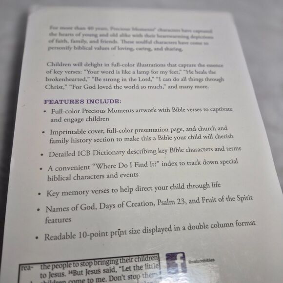 Precious Moments Girl's Bible, Pink Leather Soft 2021 Children's Bible In A Case - Picture 10 of 13